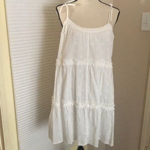 Loft Medium Woman Sleeveless White Snail Short Dress, 100% Cotton, brand new wit